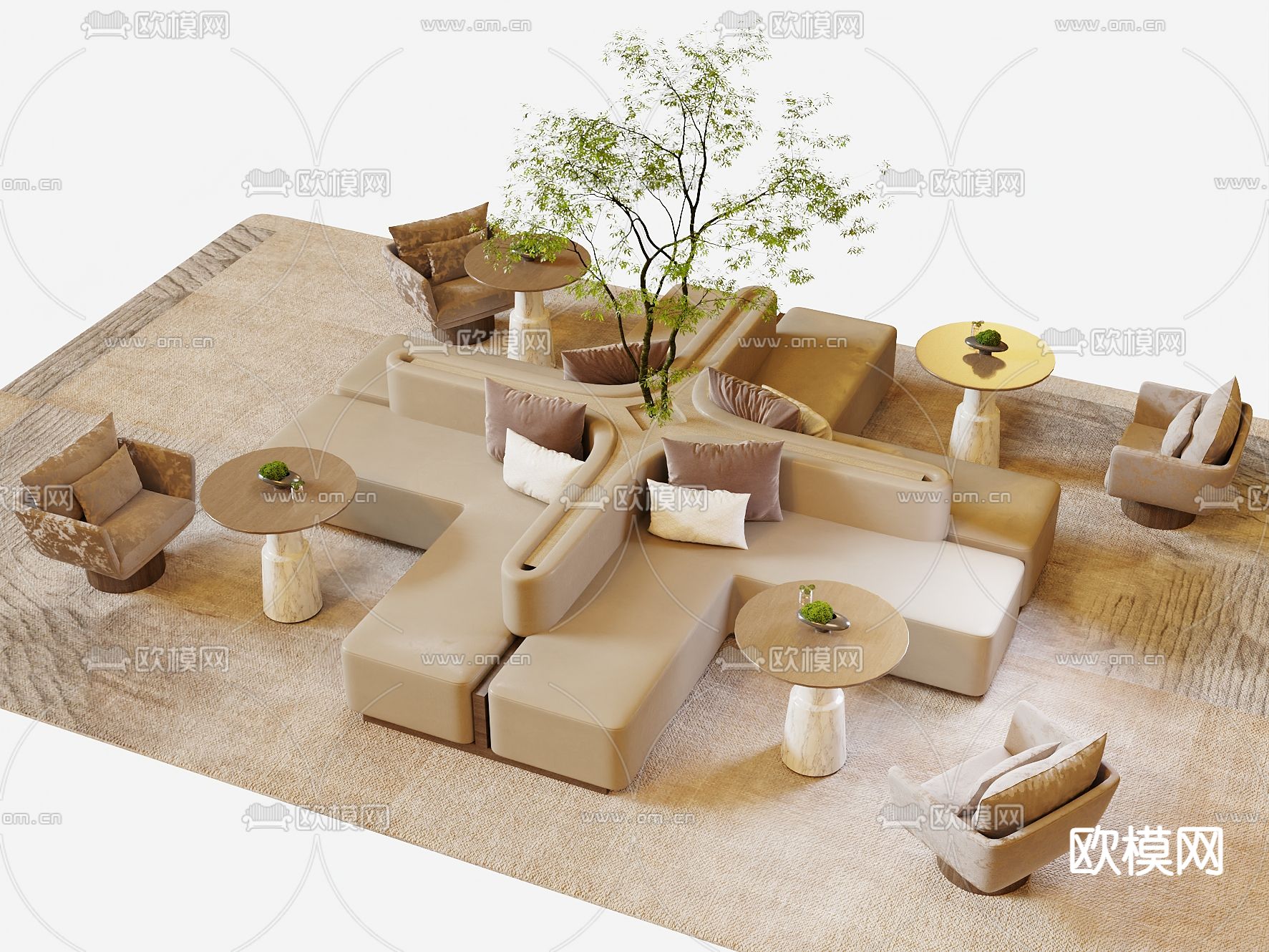 现代办公沙发 卡座沙发3d模型下载