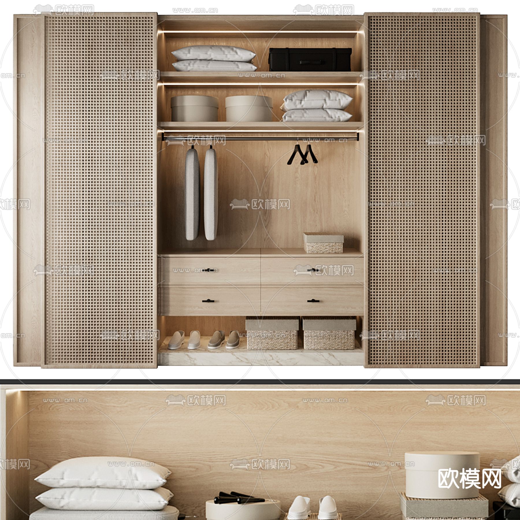 侘寂衣柜 衣橱3d模型下载