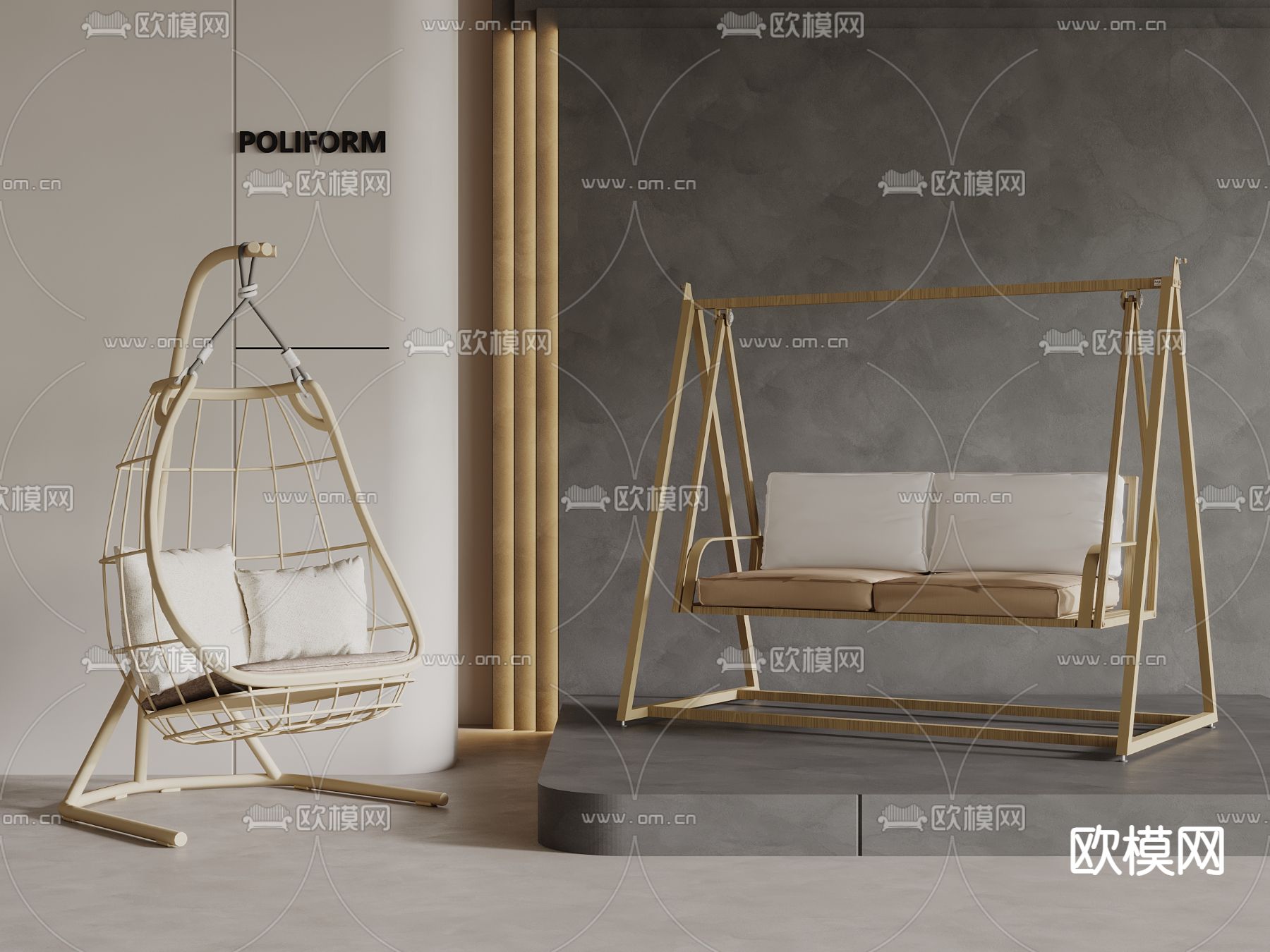 现代秋千椅 吊椅 3d模型下载