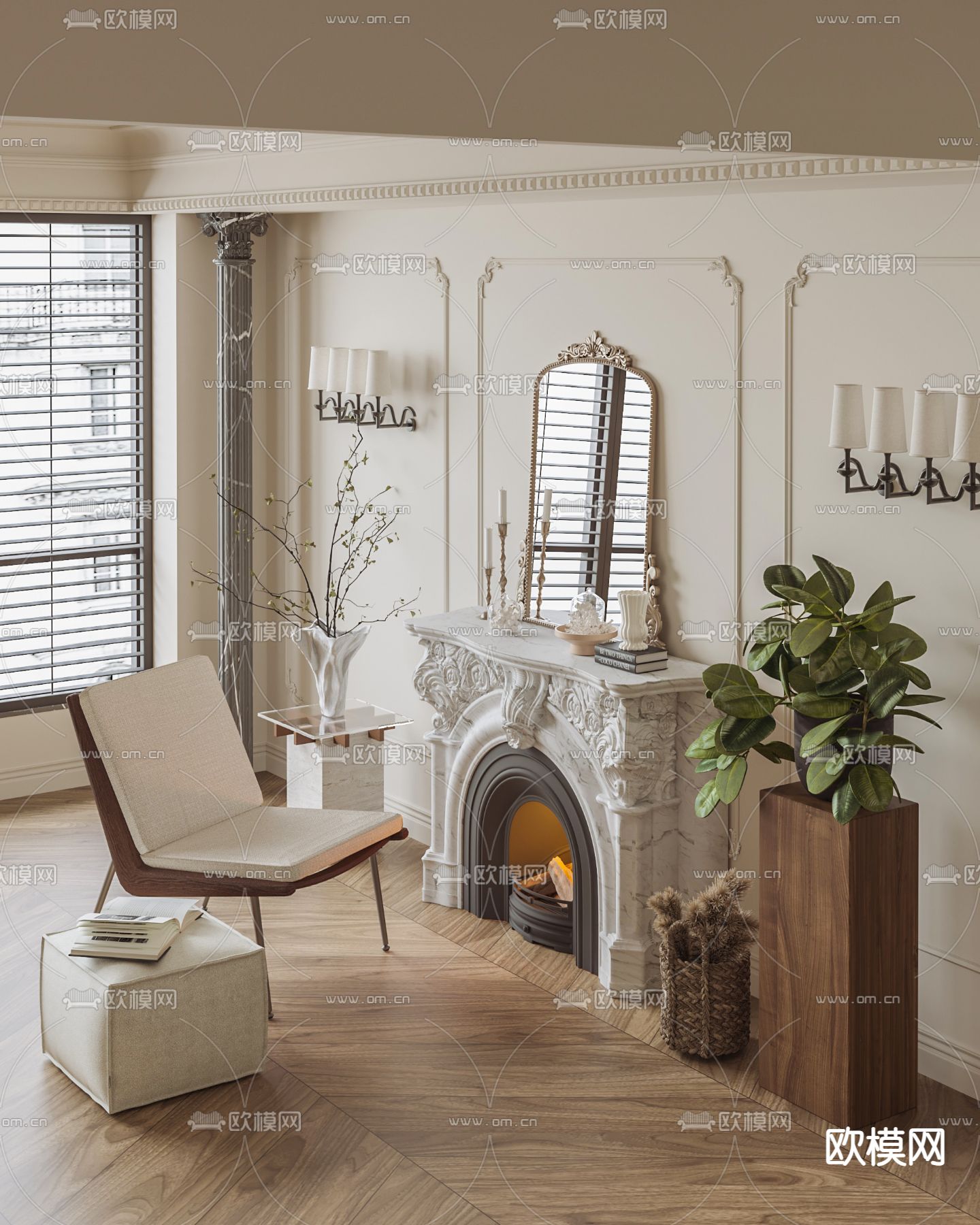 法式火炉 真火壁炉3d模型