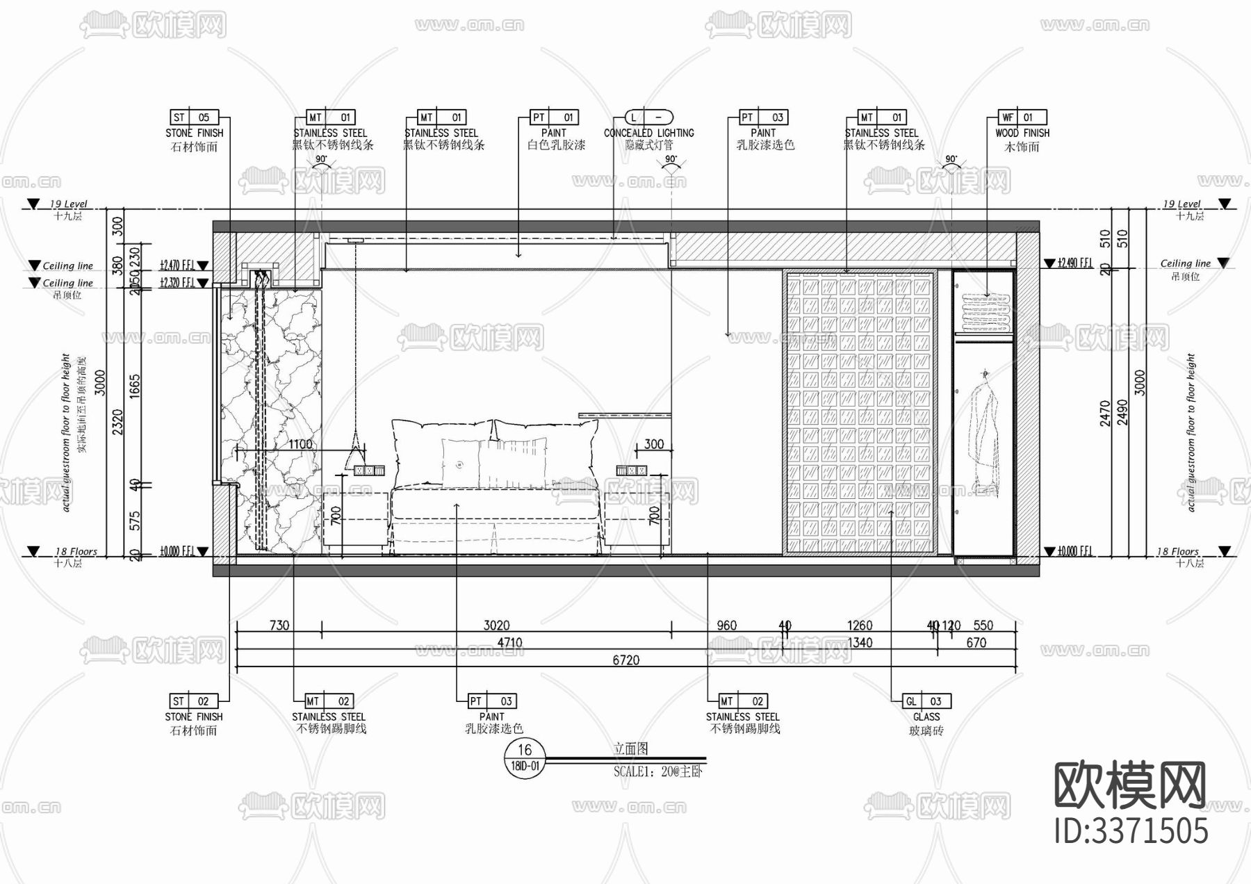 130㎡家装室内 大平层 私宅 样板房CAD施工图下载（渲染图8）