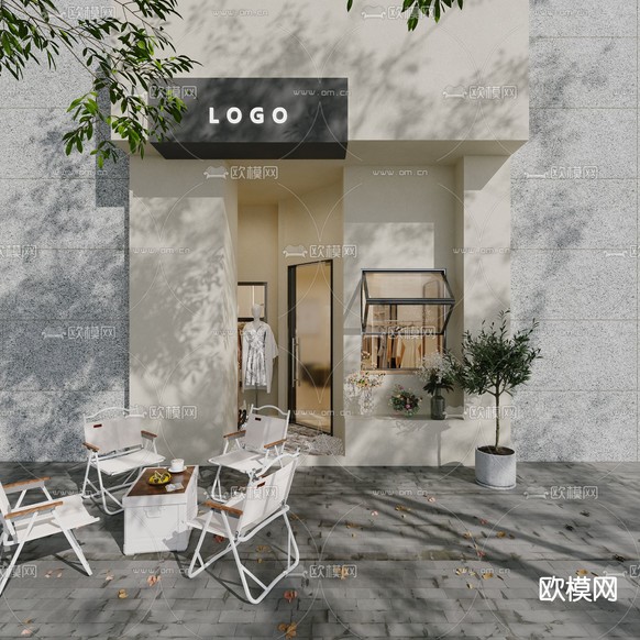 现代服装店门头3d模型下载(渲染图3)