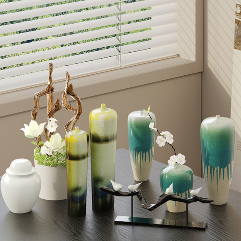  新中式陶瓷摆件su模型 