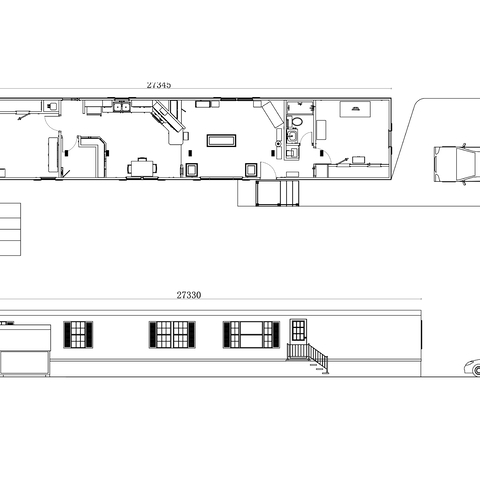  移动式住宅cad平立面图 