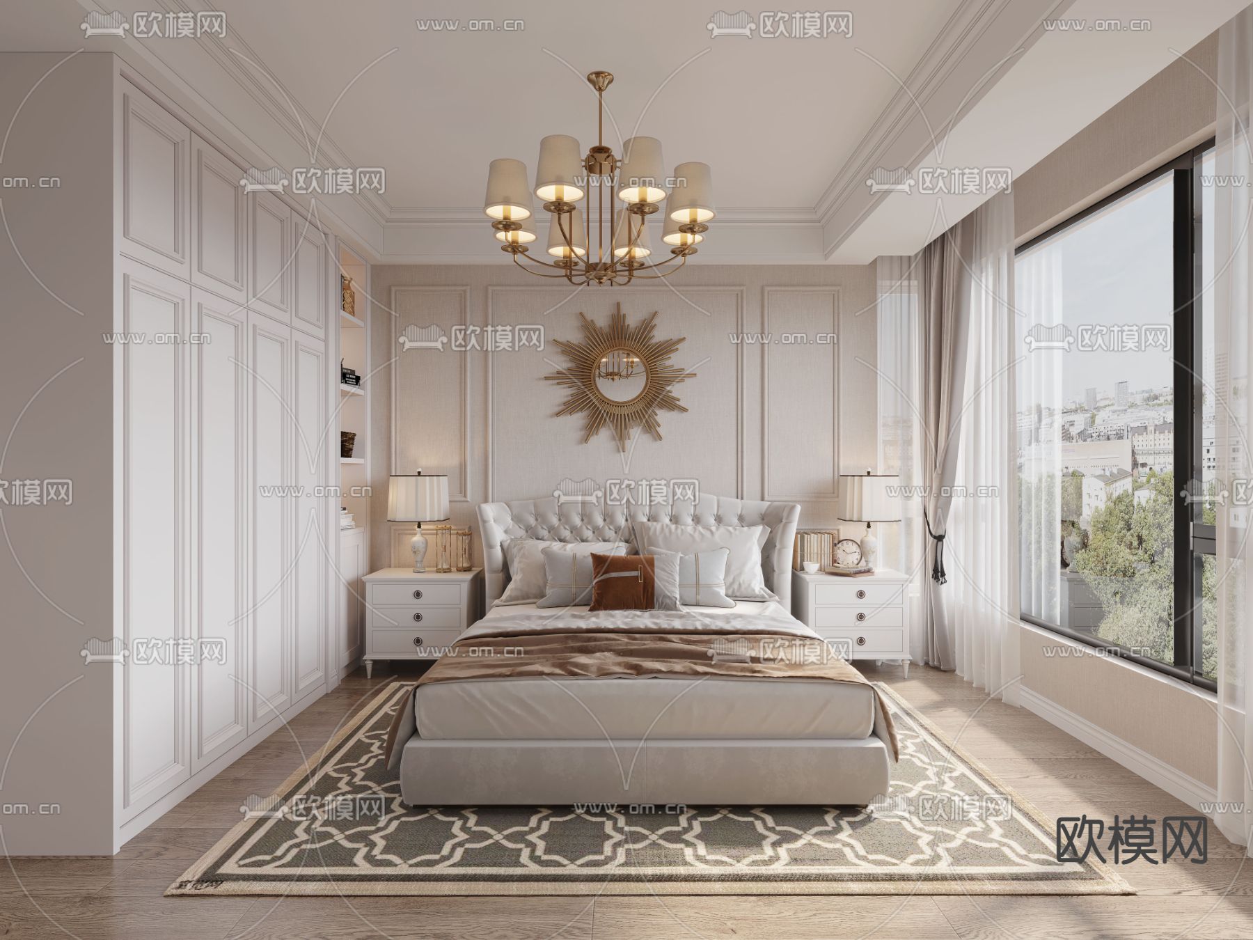 美式卧室 主卧3d模型下载