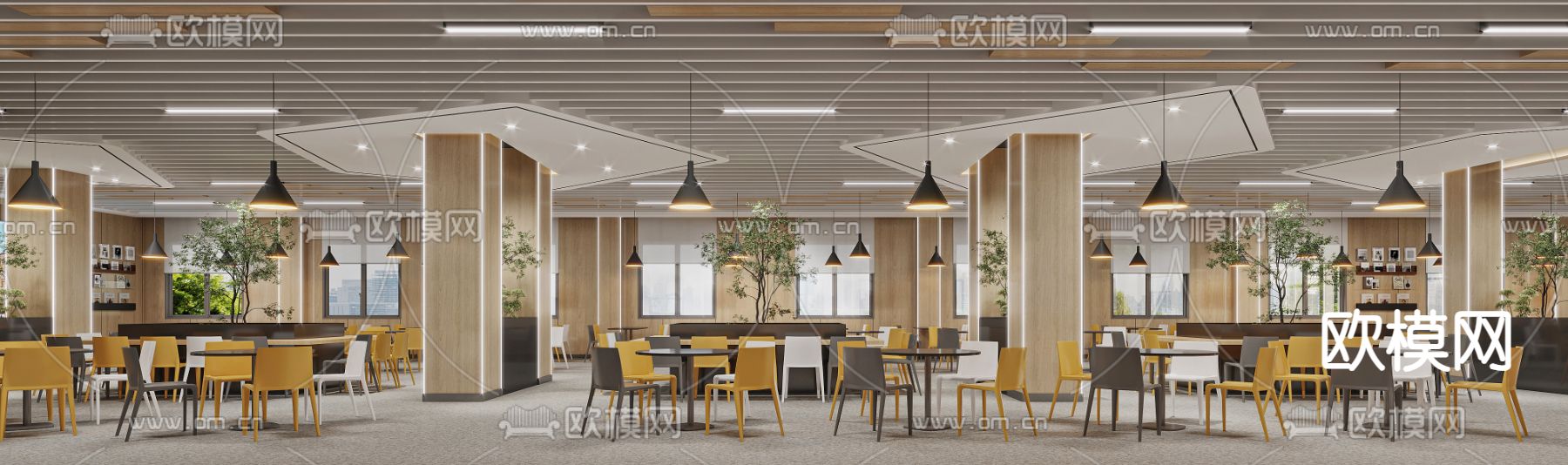 员工食堂 职工餐厅3d模型下载（渲染图6）
