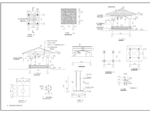 凉亭建筑节点大样图 