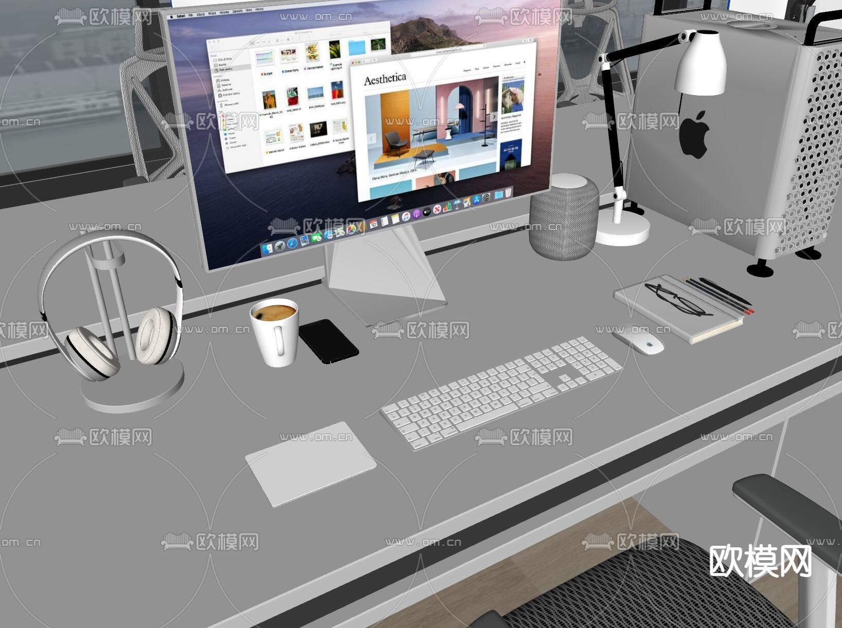 办公用品 电脑 头戴式耳机su模型下载（渲染图1）