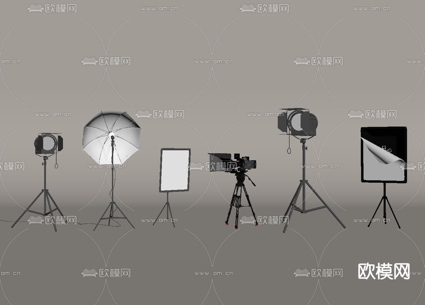 现代摄影器材 摄影机 补光灯su模型下载（渲染图1）