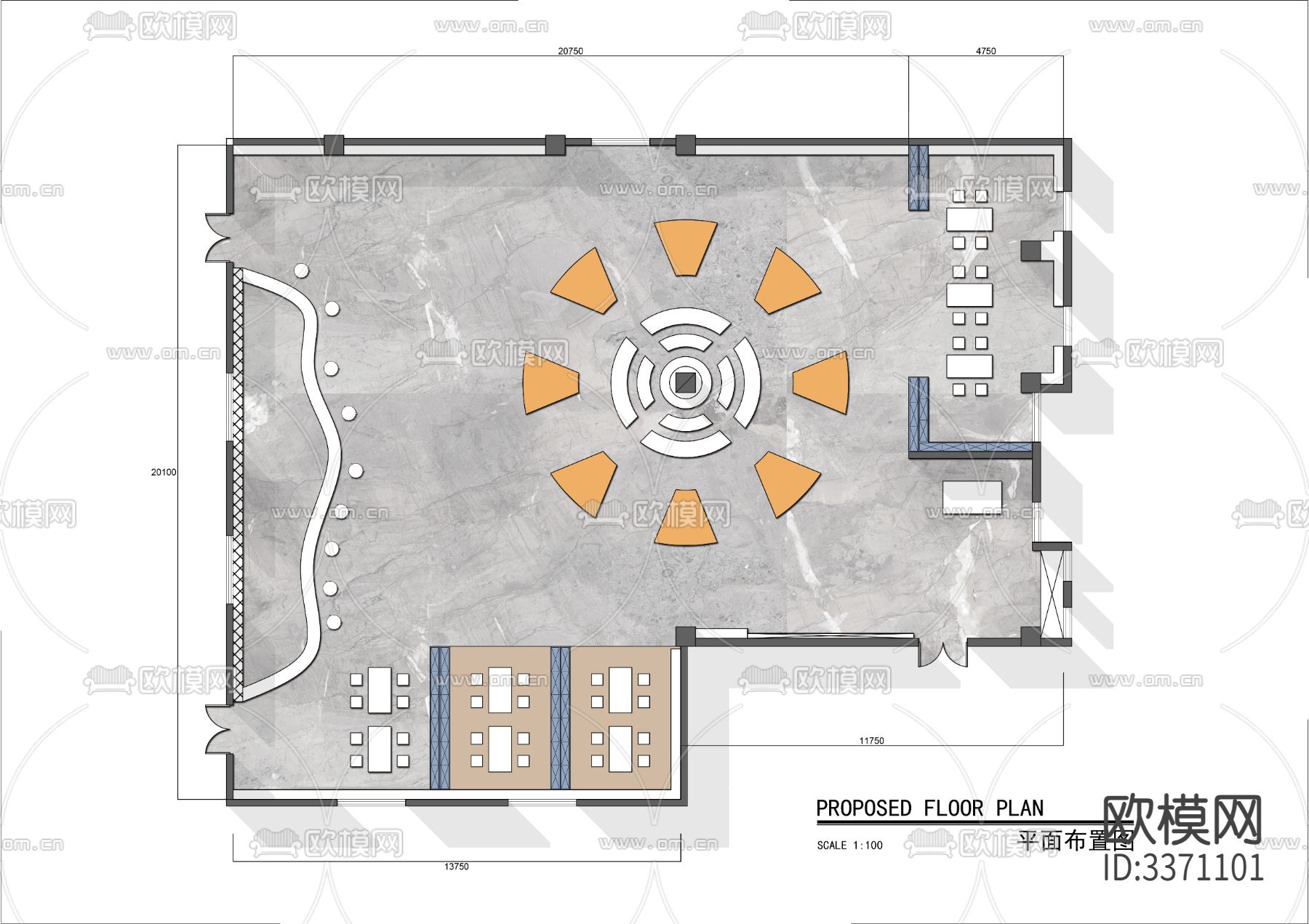 450㎡创意图书馆cad平面图下载