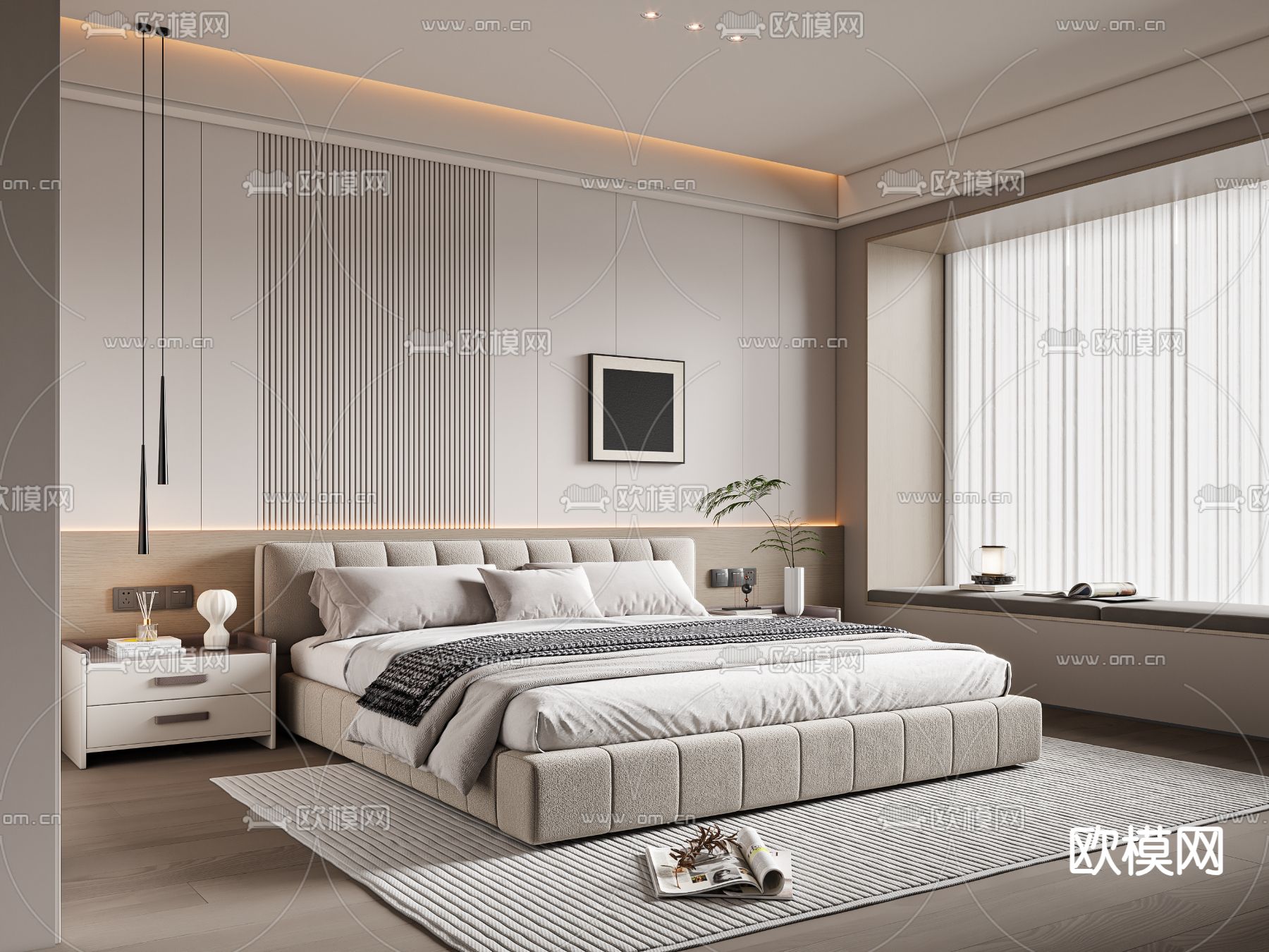 现代卧室 主卧3d模型下载