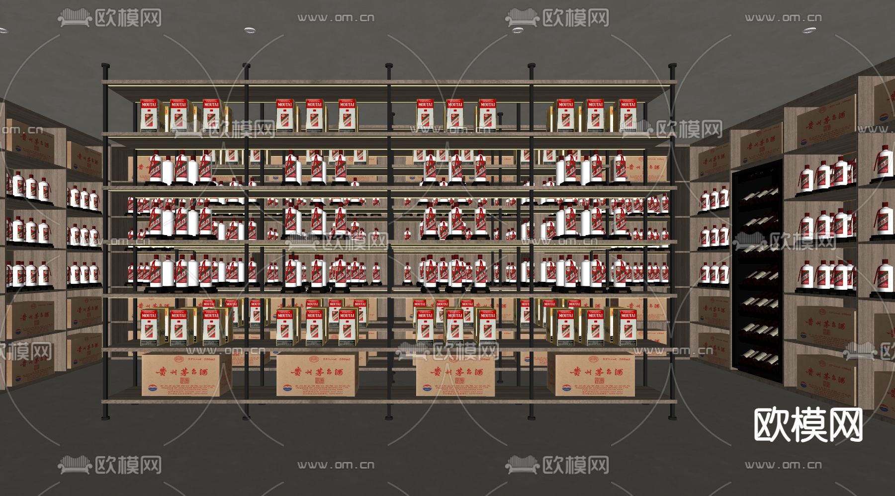 现代酒窖 藏酒室su模型下载（渲染图1）