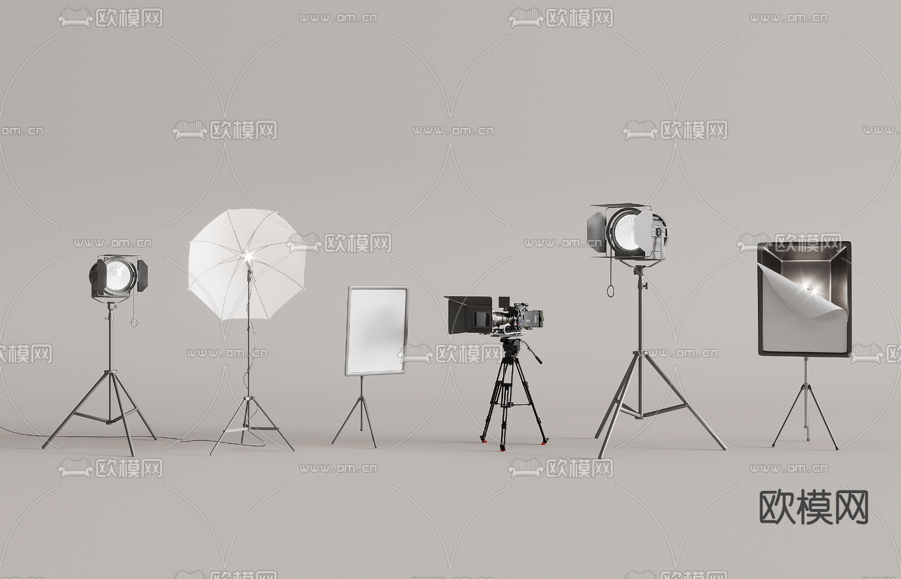 现代摄影器材 摄影机 补光灯su模型下载（渲染图2）