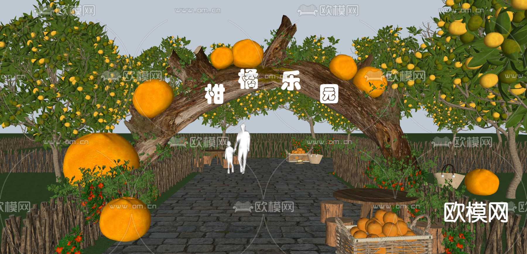 现代种植园大门免费3d模型下载