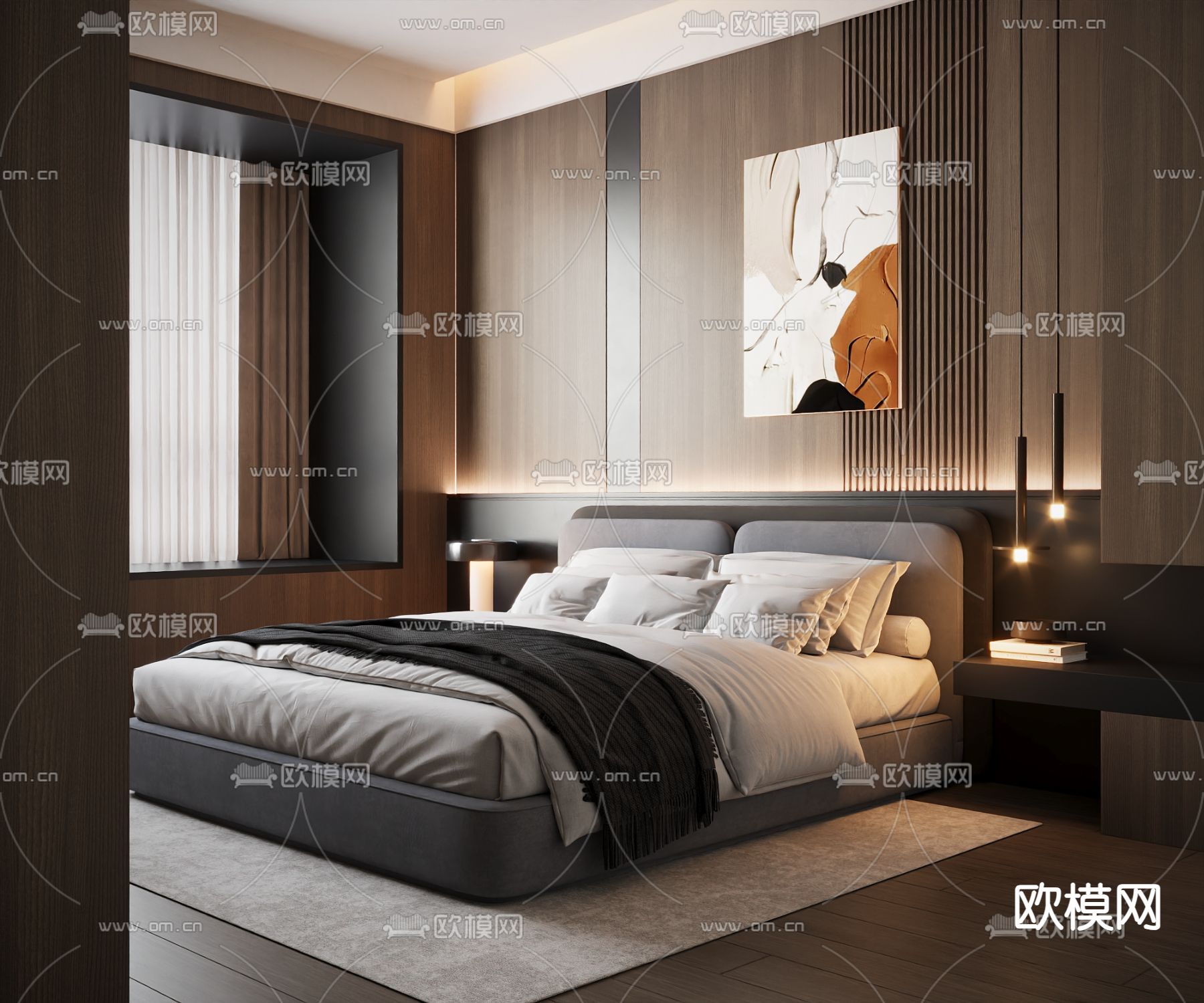 意式双人床3d模型下载