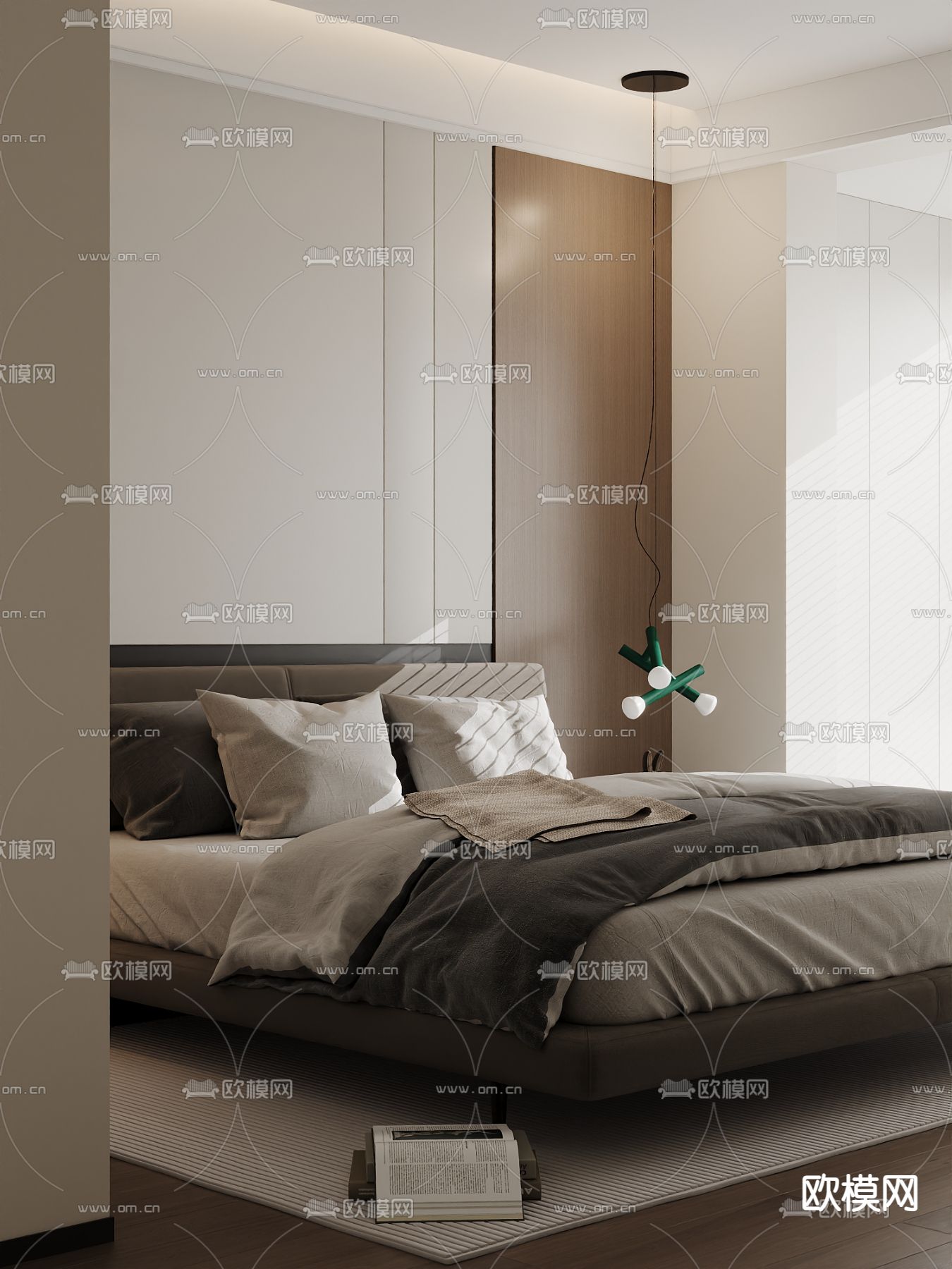 意式双人床3d模型下载