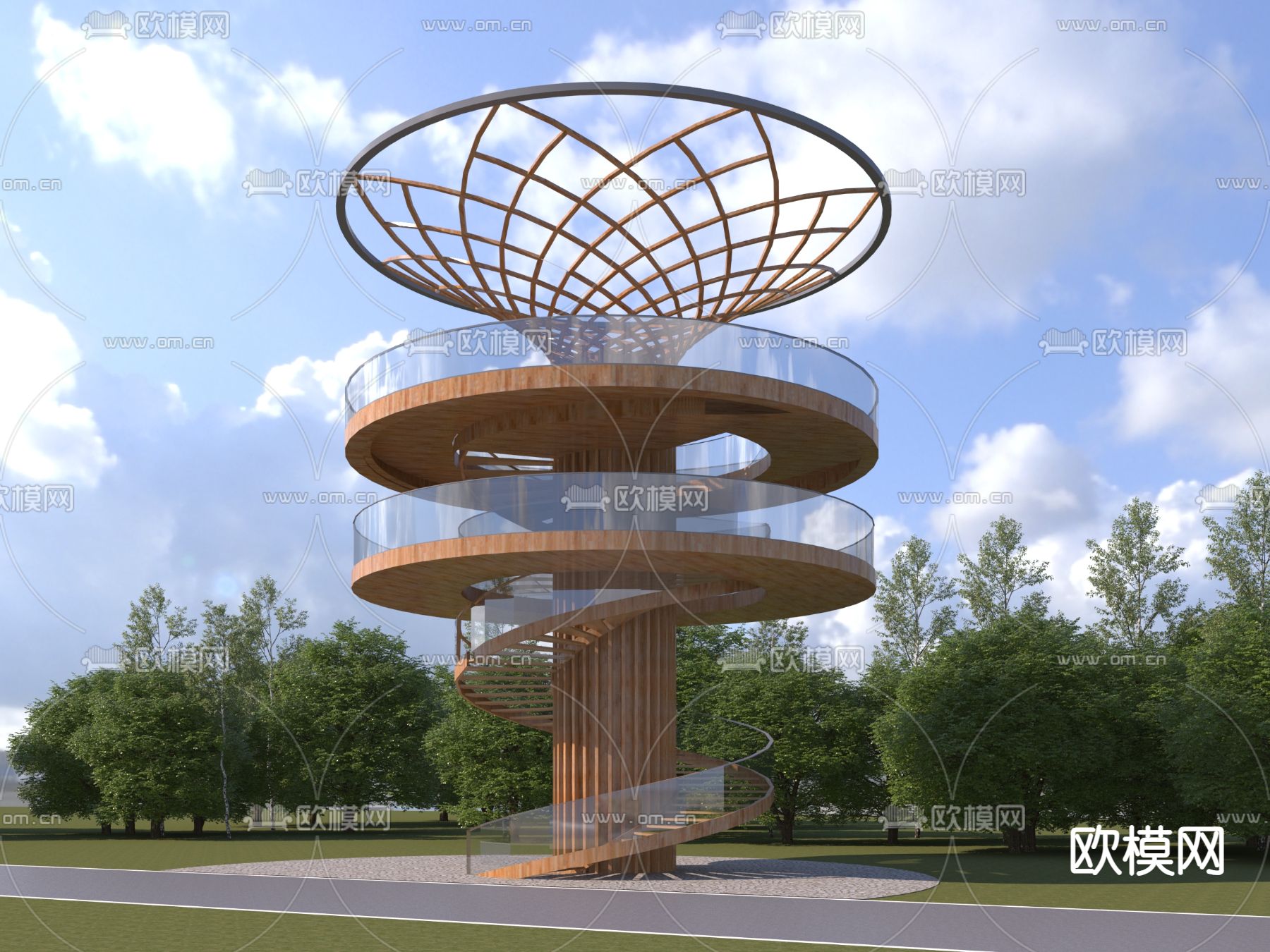 现代观景平台 生态平台3d模型下载