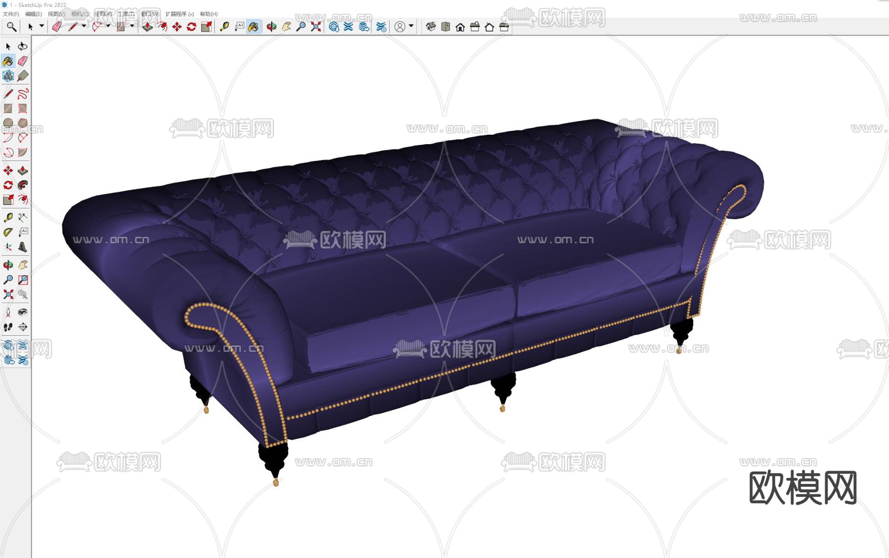简欧多人沙发su模型下载（渲染图1）