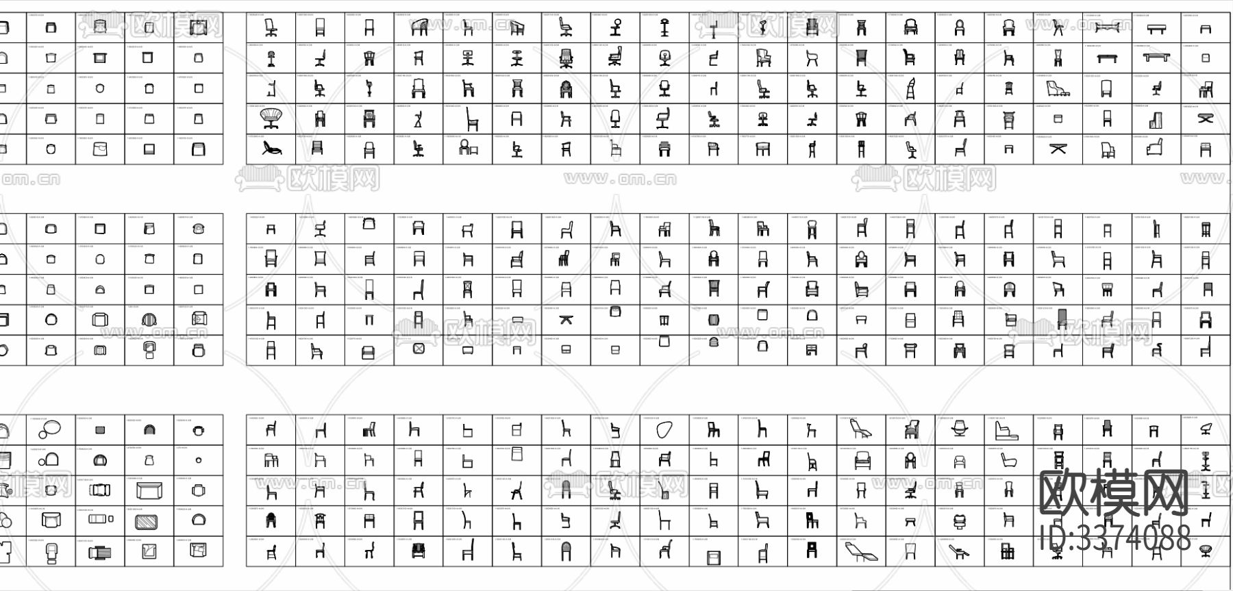 椅凳平立面 遮罩CAD图库下载（渲染图2）