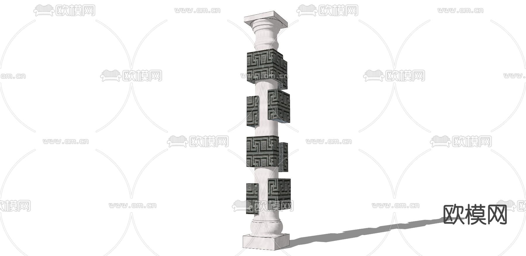 景观柱子su模型下载