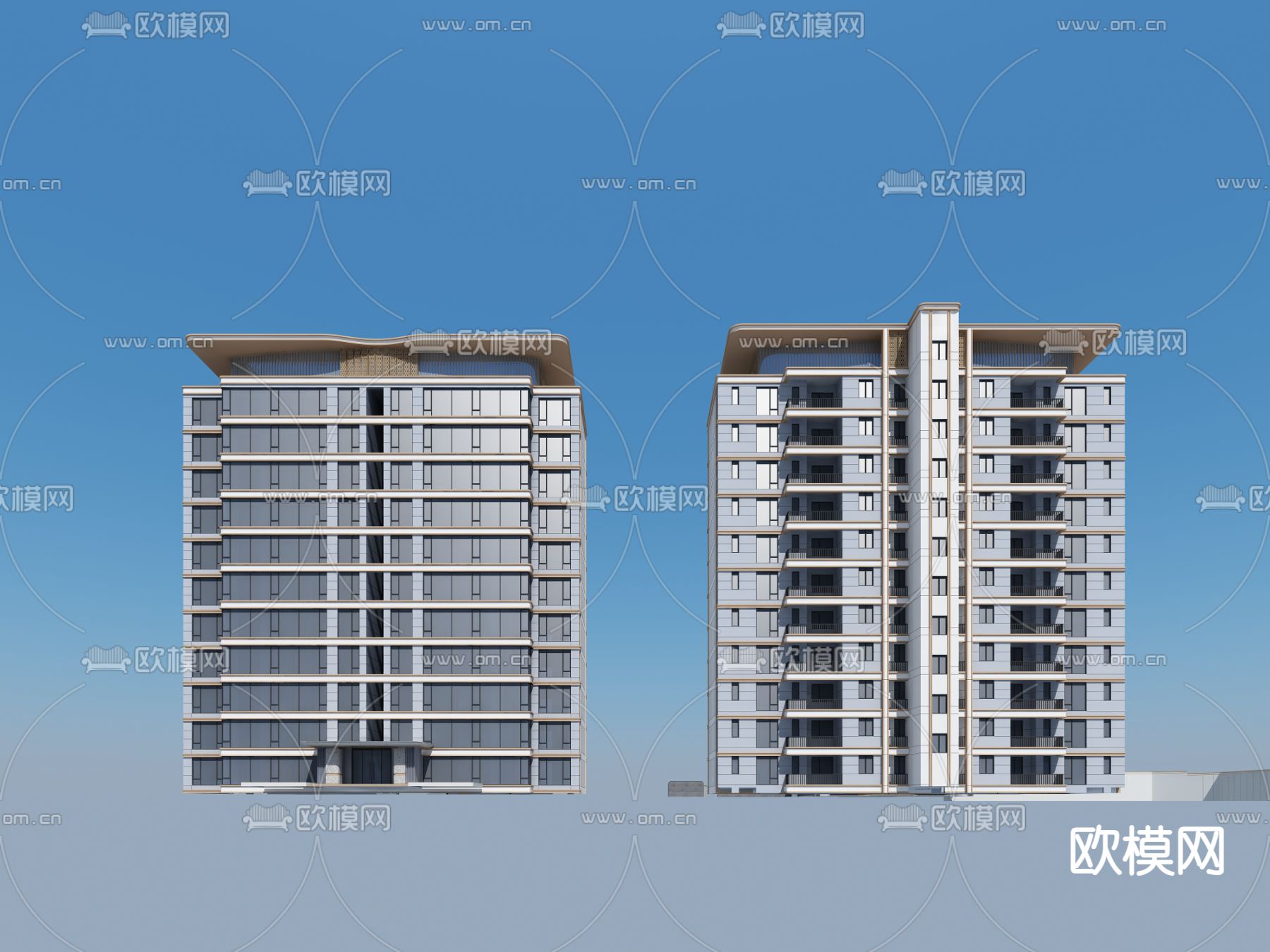 现代高层住宅 小区住宅 小洋房3d模型下载