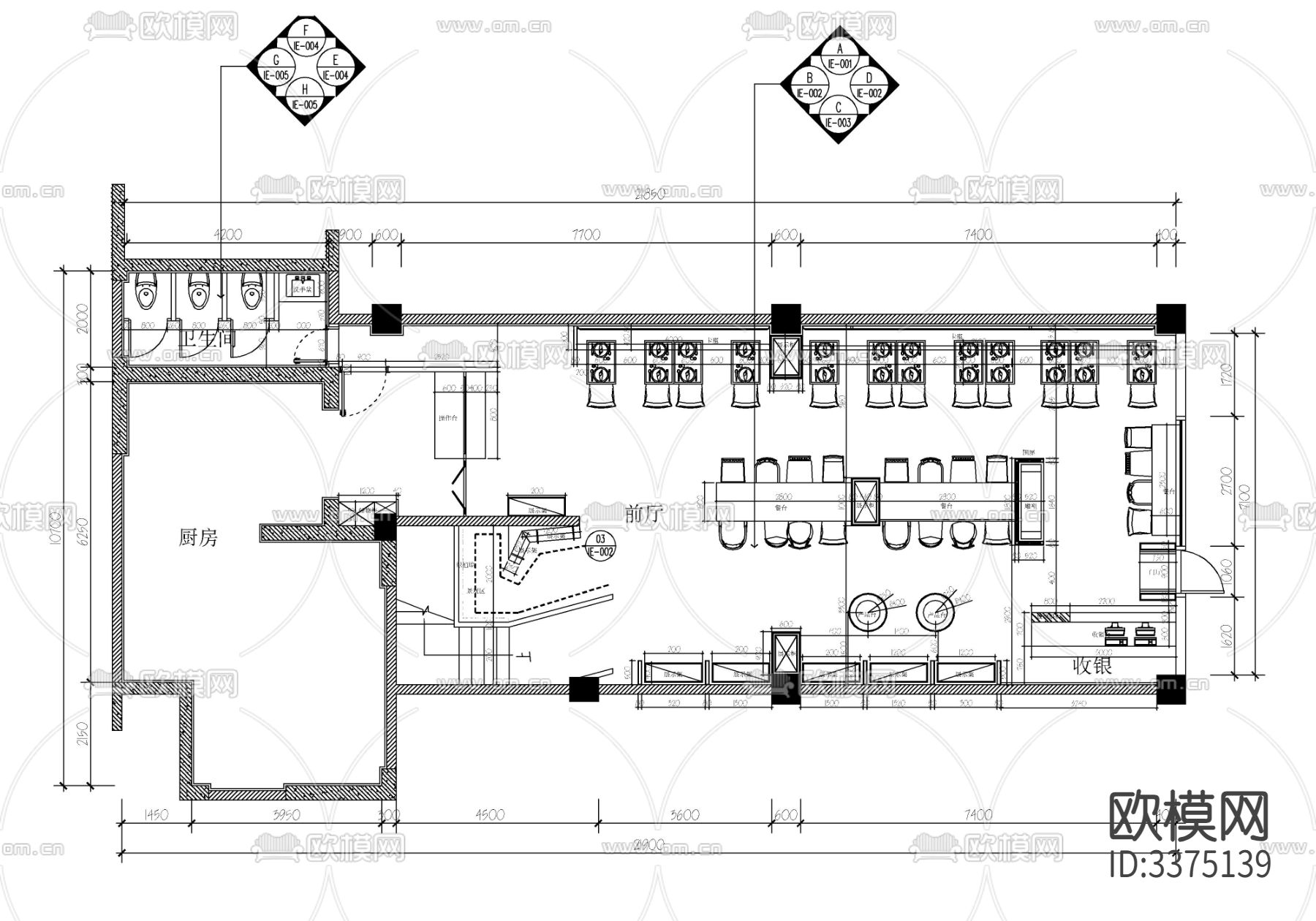 烘焙面包店CAD图库下载（渲染图2）