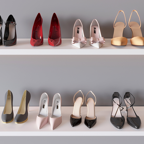  女士高跟鞋 皮鞋 高跟鞋su模型 