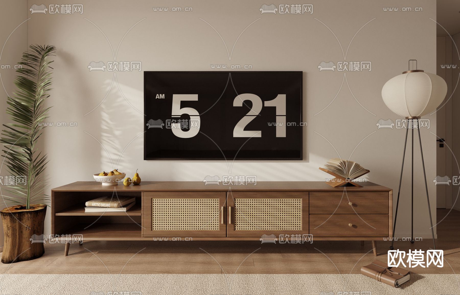 侘寂电视柜3d模型下载