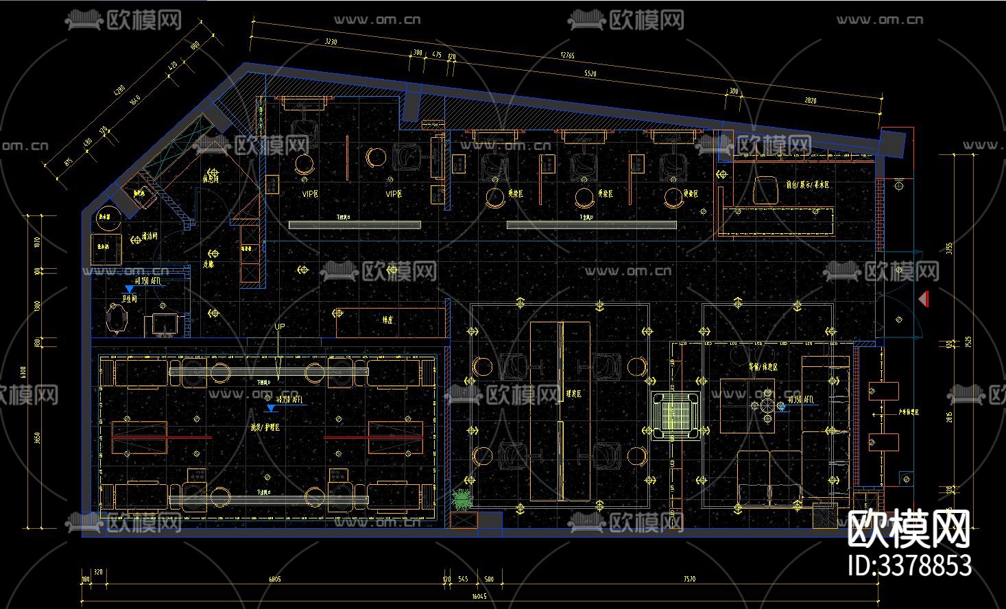 4套美容美发美甲店cad施工图下载（渲染图4）