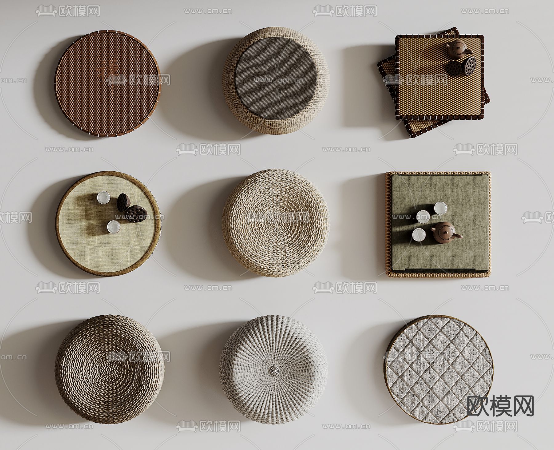 新中式蒲团 榻榻米坐垫3d模型下载