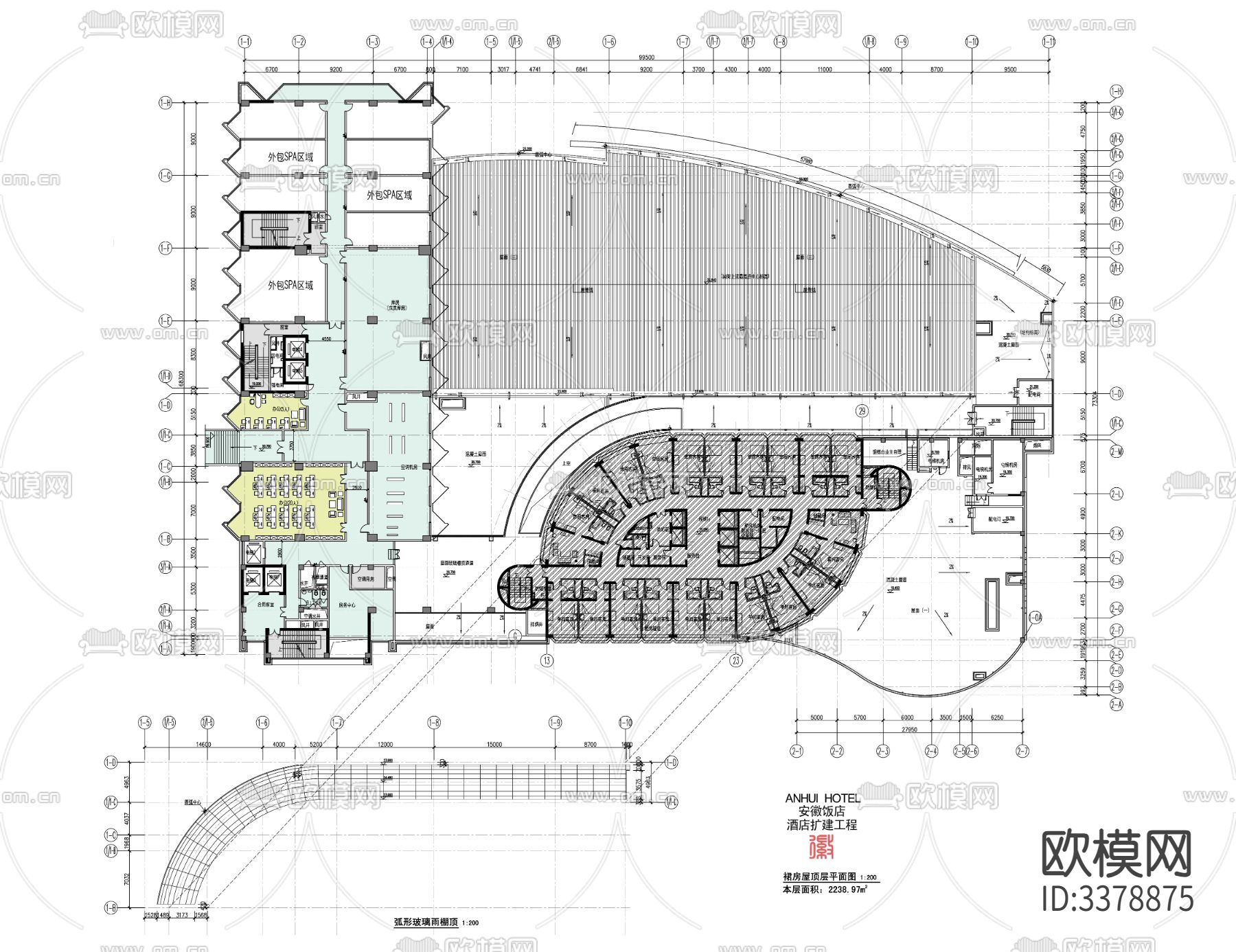 中式饭店餐厅CAD施工图下载（渲染图9）
