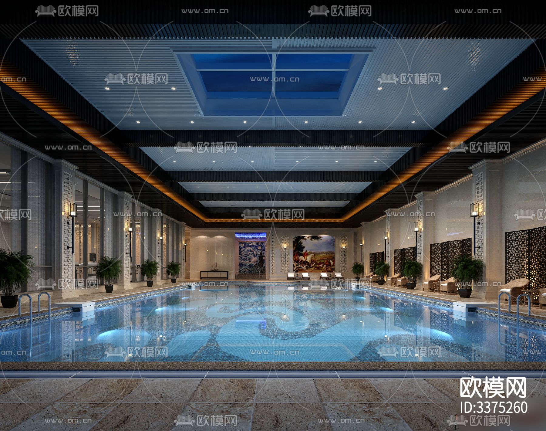 水疗会所设计CAD施工图下载（渲染图7）