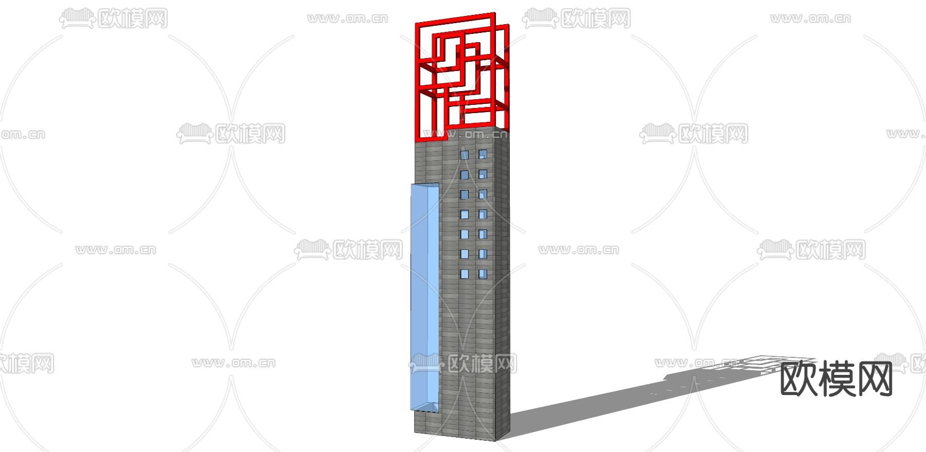 景观柱子su模型下载