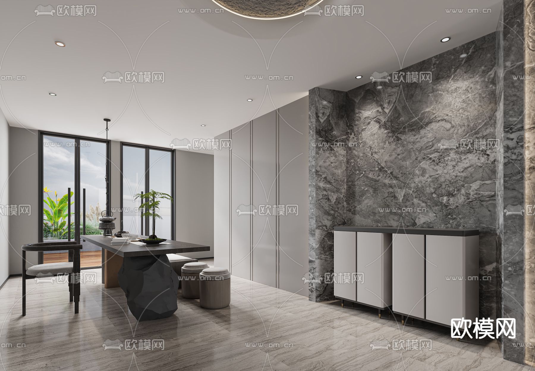 现代会客厅 接待室3d模型下载（渲染图2）