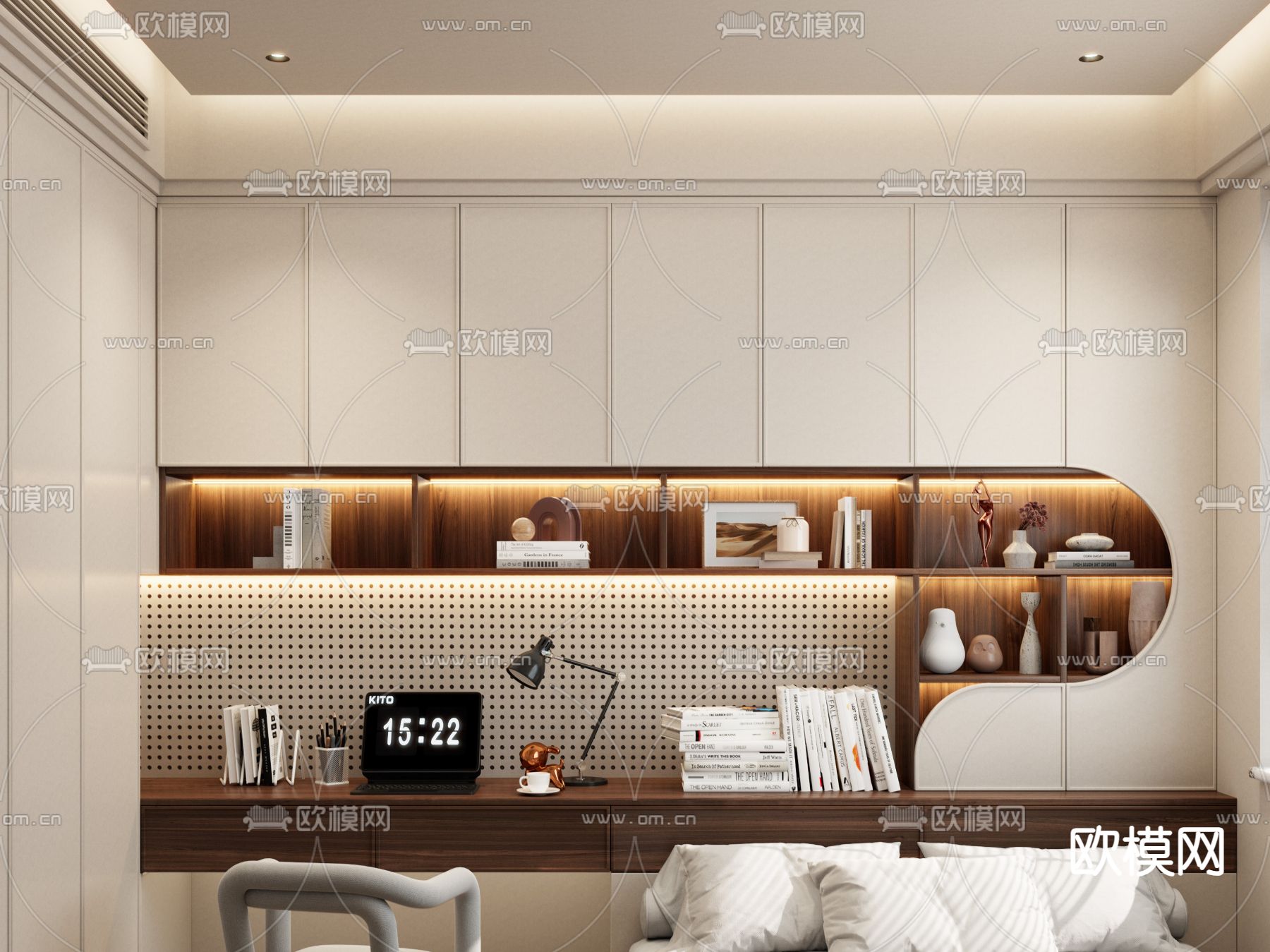 中古风卧室 榻榻米卧室3d模型下载（渲染图4）