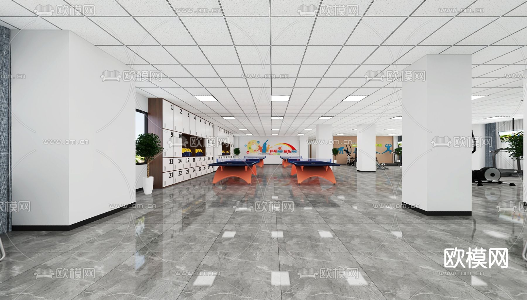 社区活动中心 活动室3d模型下载（渲染图1）