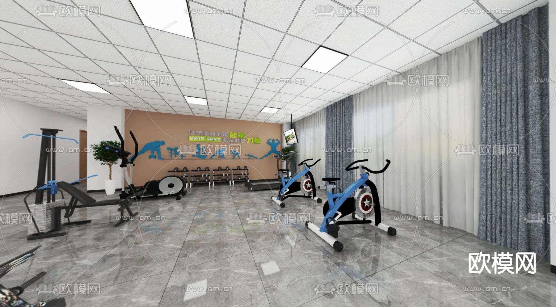 社区活动中心 活动室3d模型下载（渲染图3）