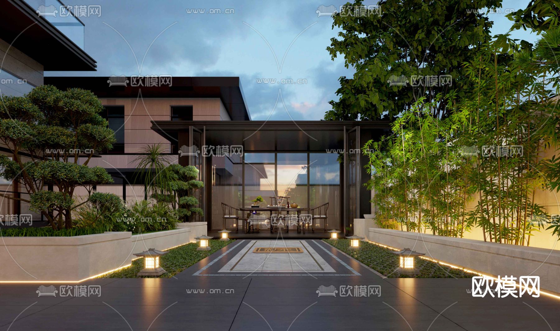 庭院景观 别墅花园3d模型下载（渲染图4）