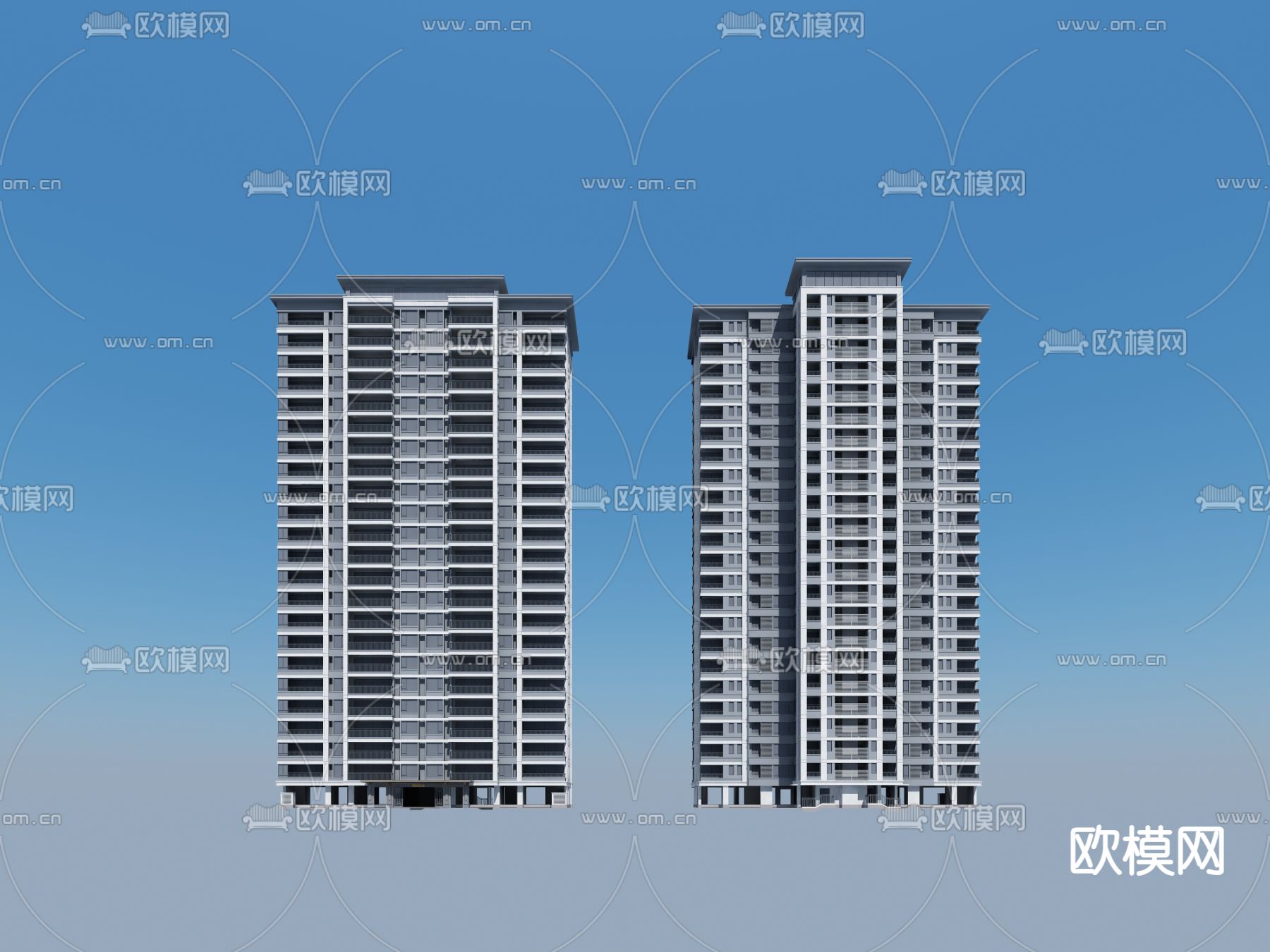 高层住宅建筑外观3d模型下载