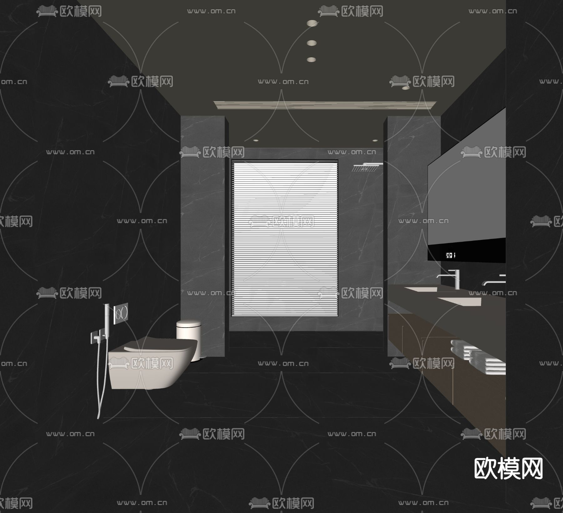 意式卫生间 浴室su模型下载（渲染图1）