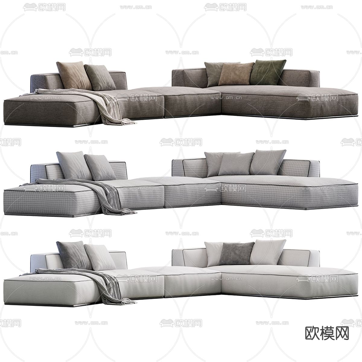 Flexform LUCIEN 意式多人沙发3d模型下载（渲染图3）