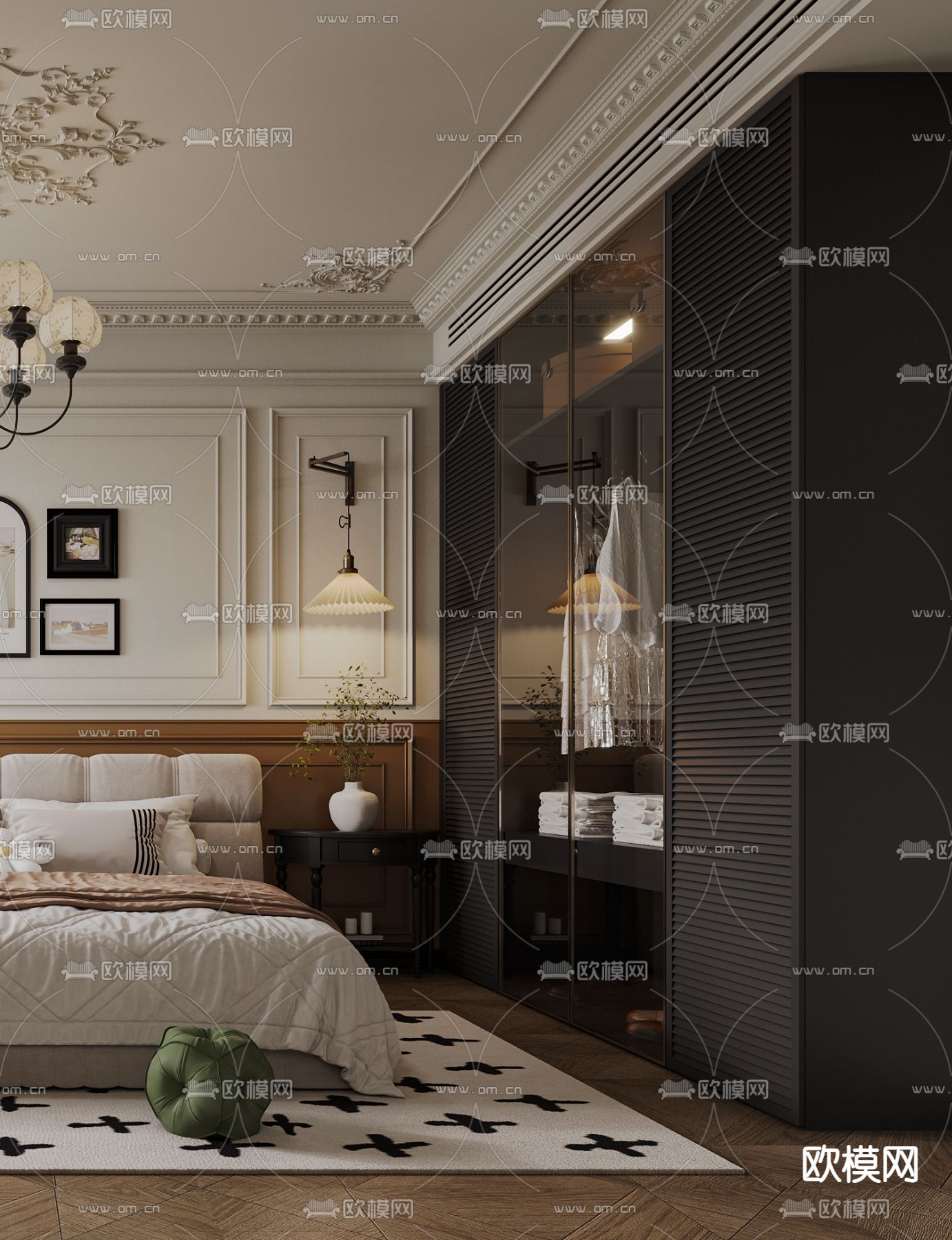 中古风卧室 主卧3d模型下载（渲染图3）
