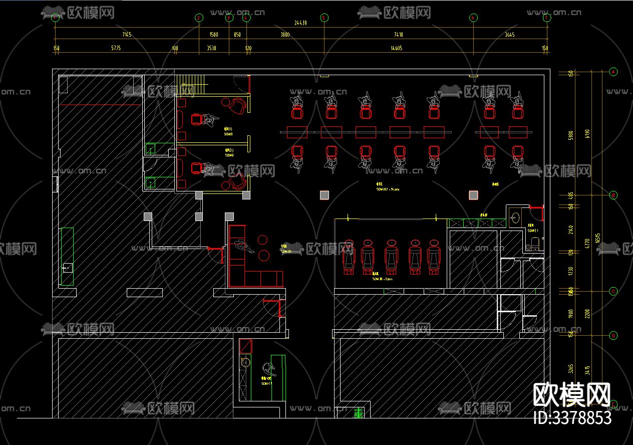 4套美容美发美甲店cad施工图下载（渲染图2）