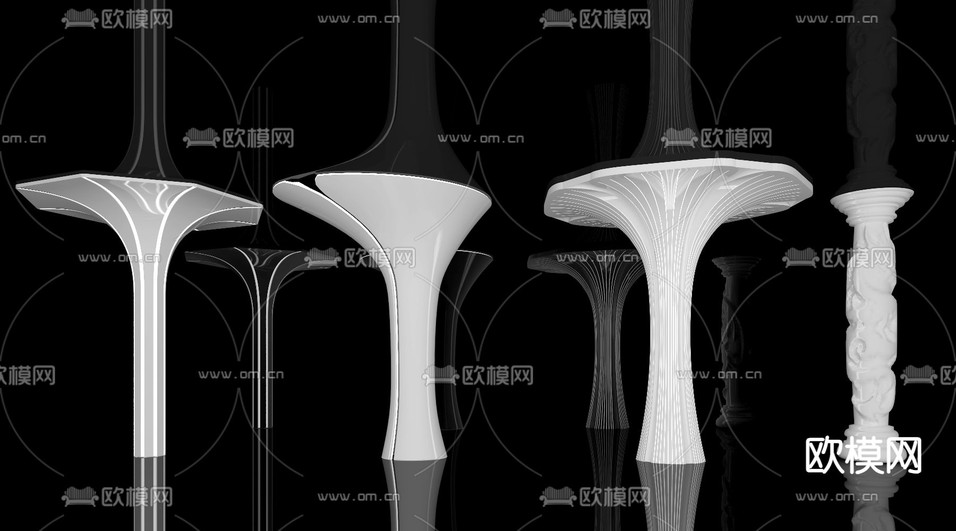 异形柱子 造型柱 树形柱3d模型下载(渲染图1)