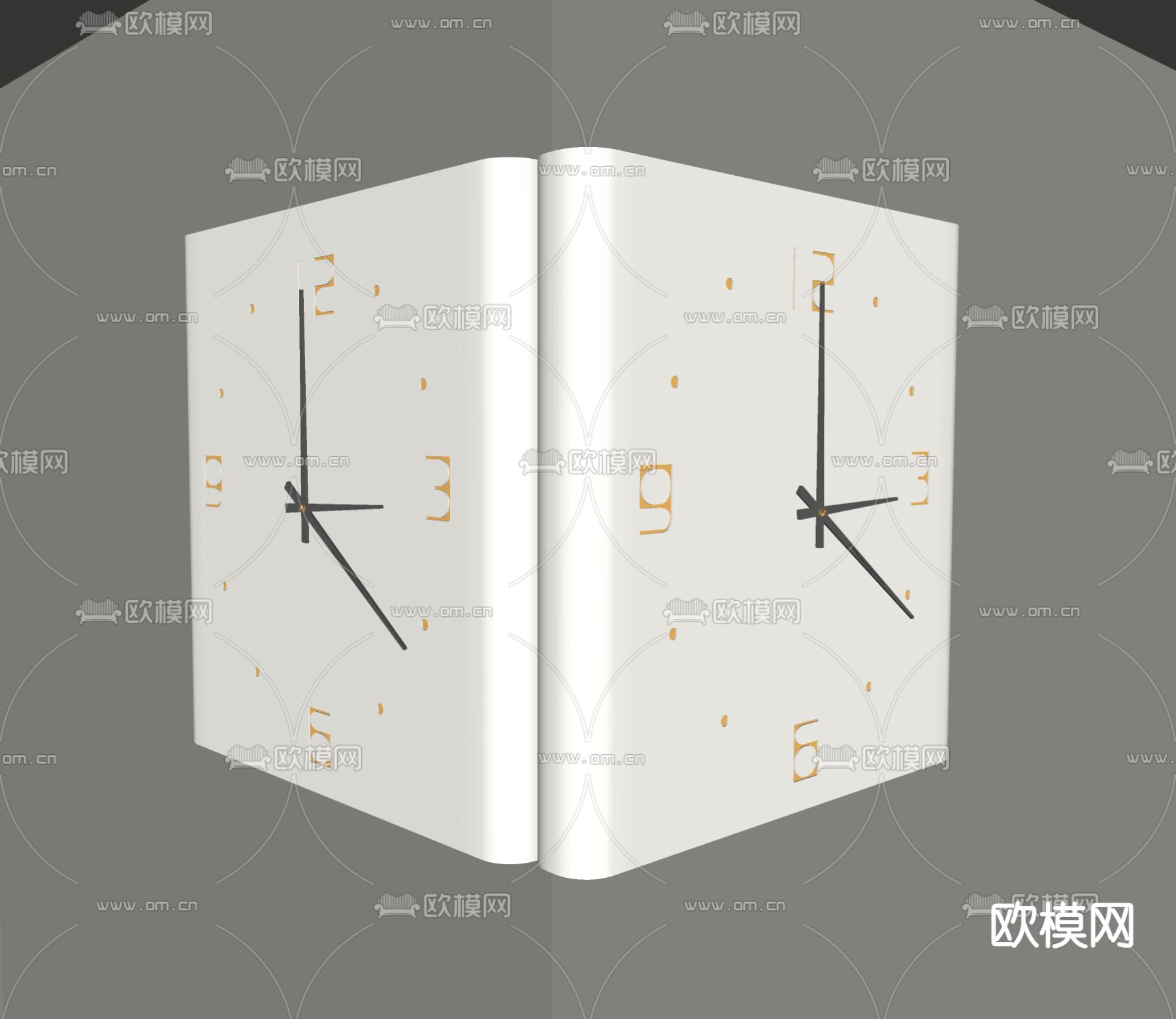 现代转角挂钟su模型下载（渲染图1）