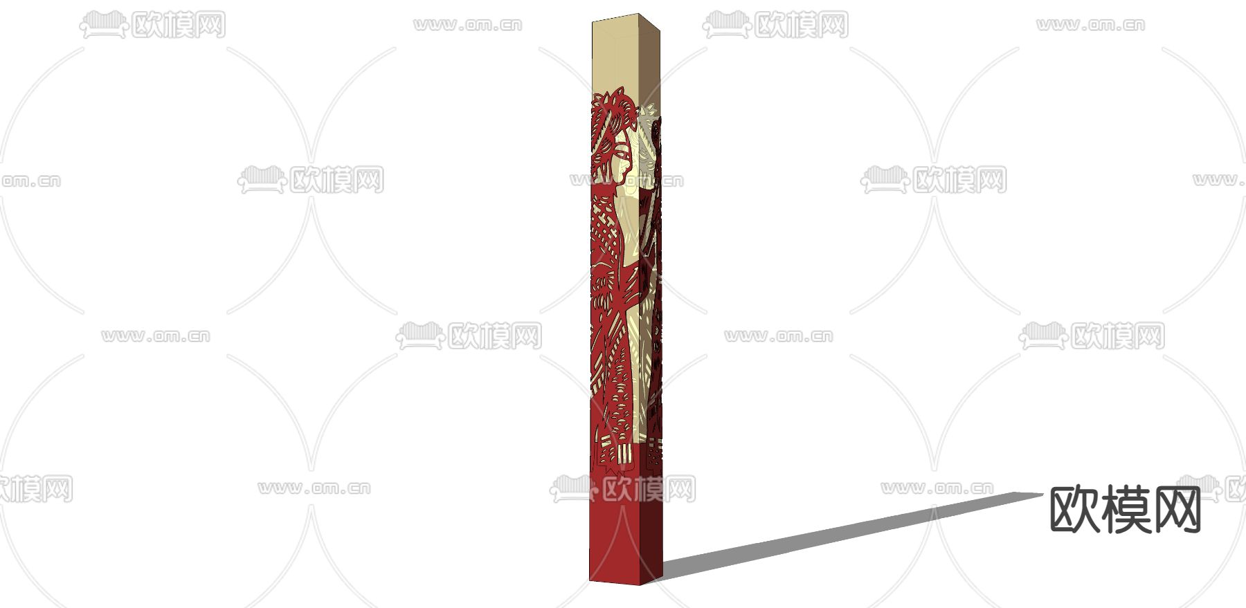 景观柱子su模型下载