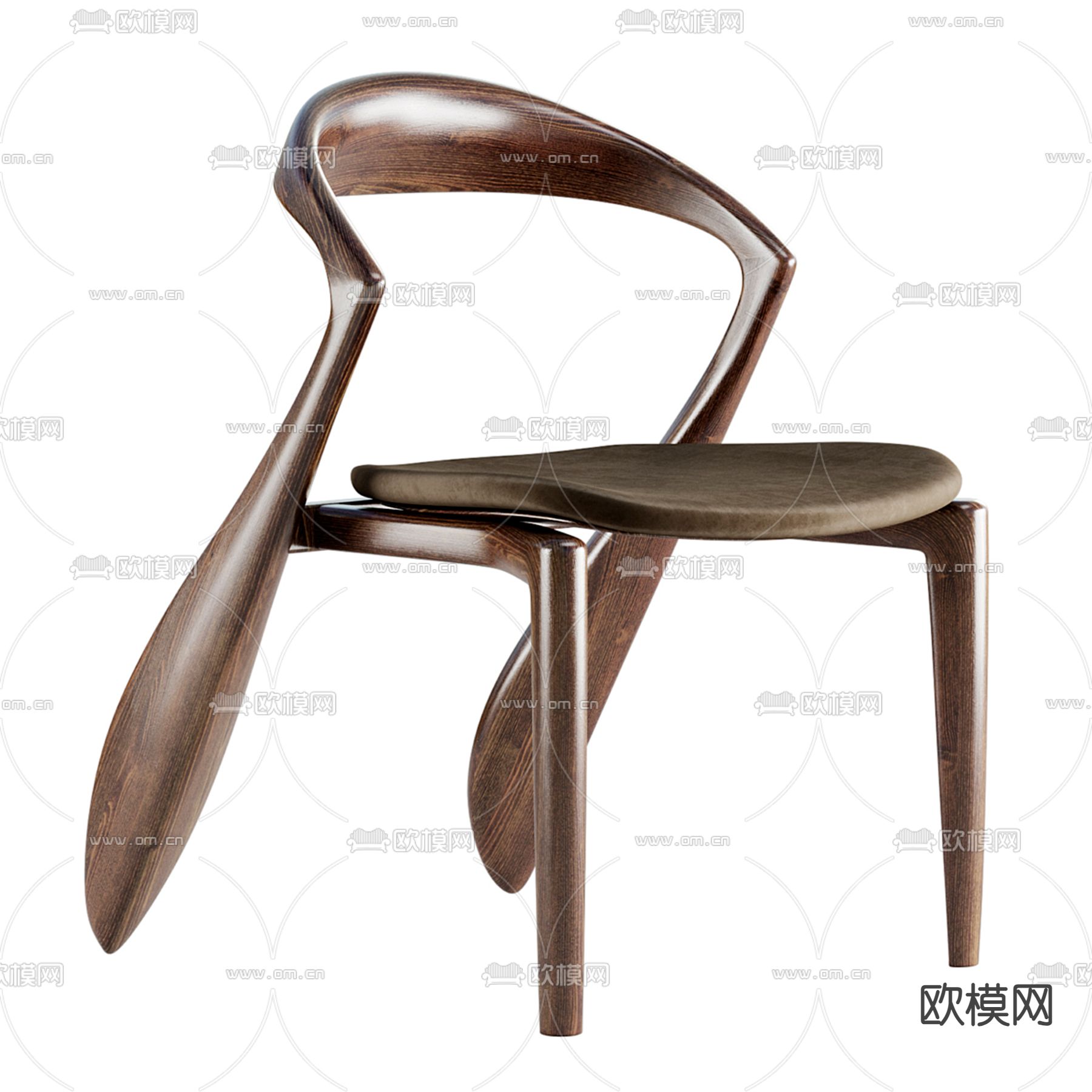 Mozea 椭圆餐桌椅3d模型下载（渲染图2）