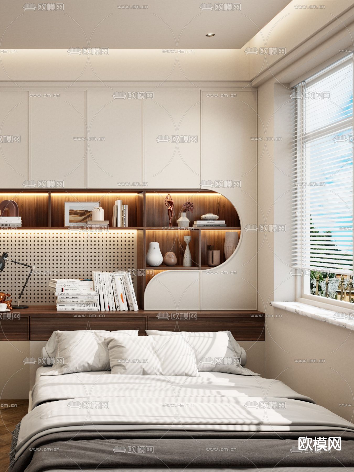 中古风卧室 榻榻米卧室3d模型下载（渲染图3）