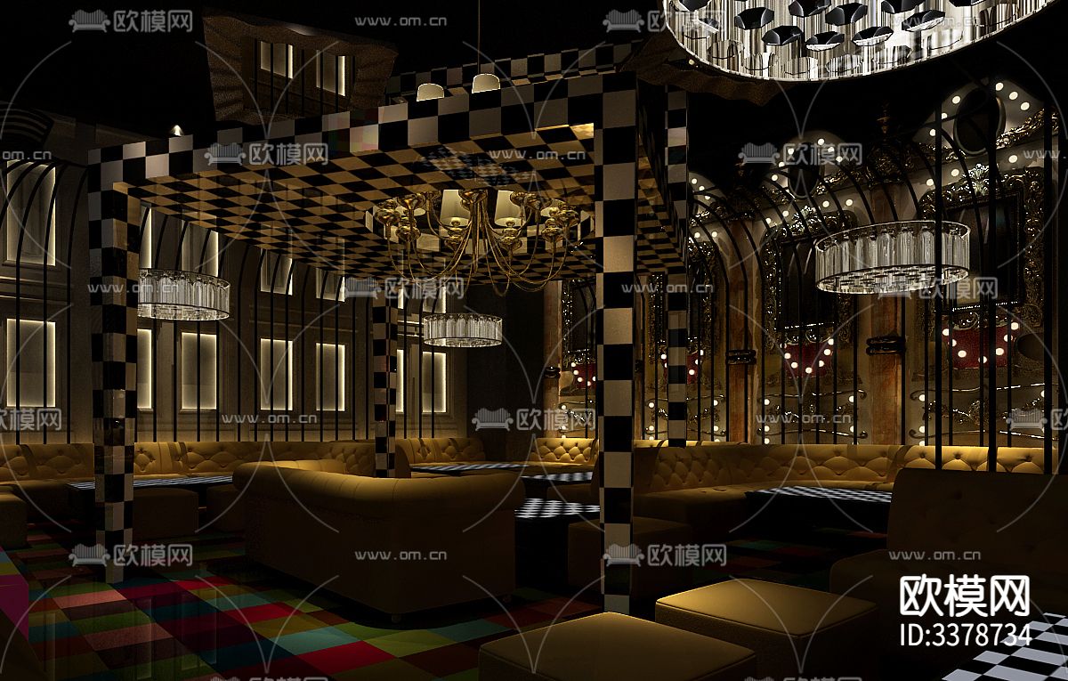 酒吧cad施工图下载（渲染图1）