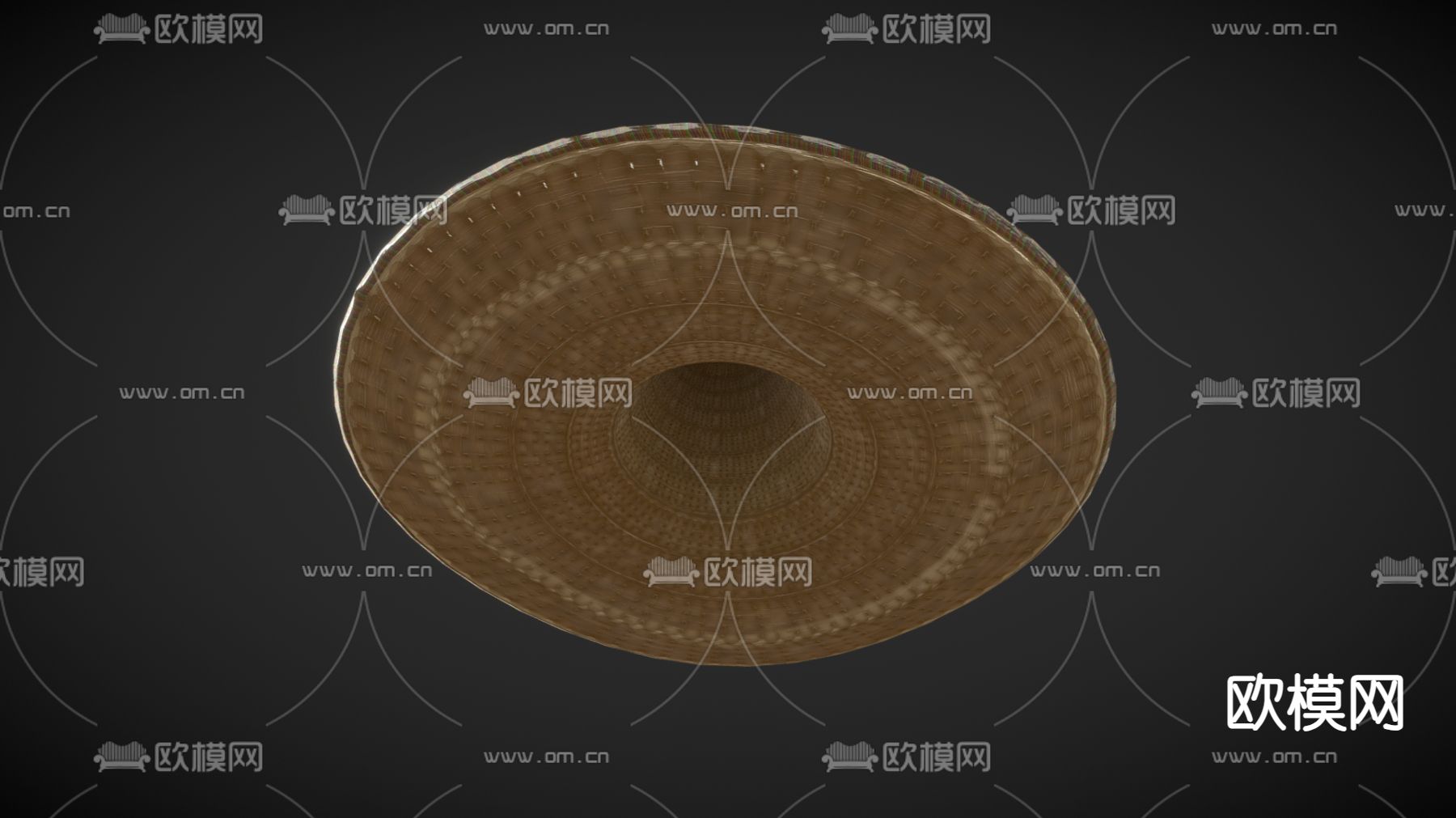 中式帽子 草帽3d模型下载（渲染图2）
